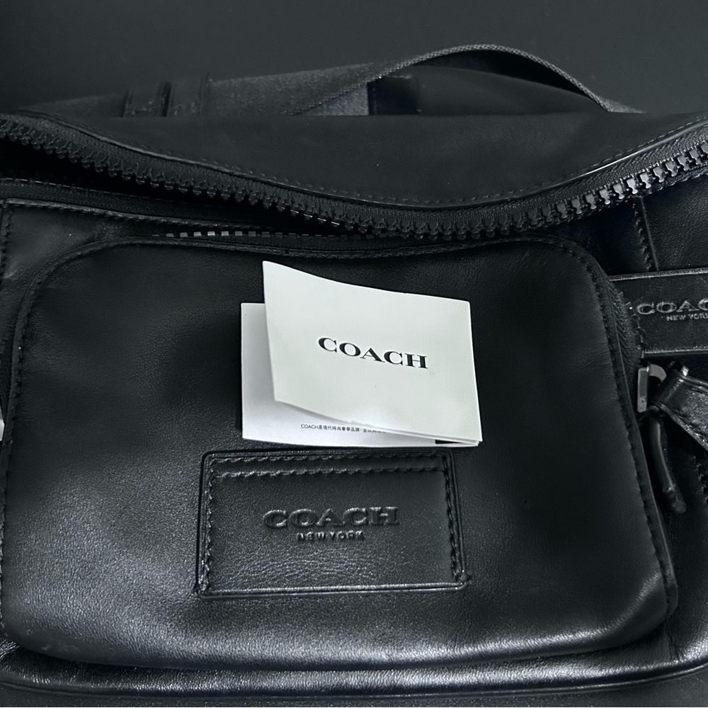 Coach Track Belt Bag - Gunmetal/Black Leather Men's/Women’s Bag NEW - Picture 10 of 11
